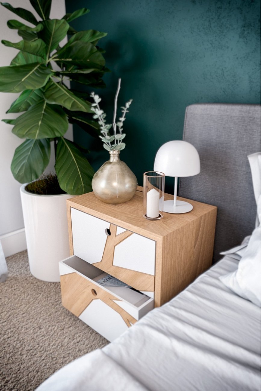 Тумба прикроватная черный дуб "Лория" ODINGENIY  178414 Бежевый;черный  - Вид №1