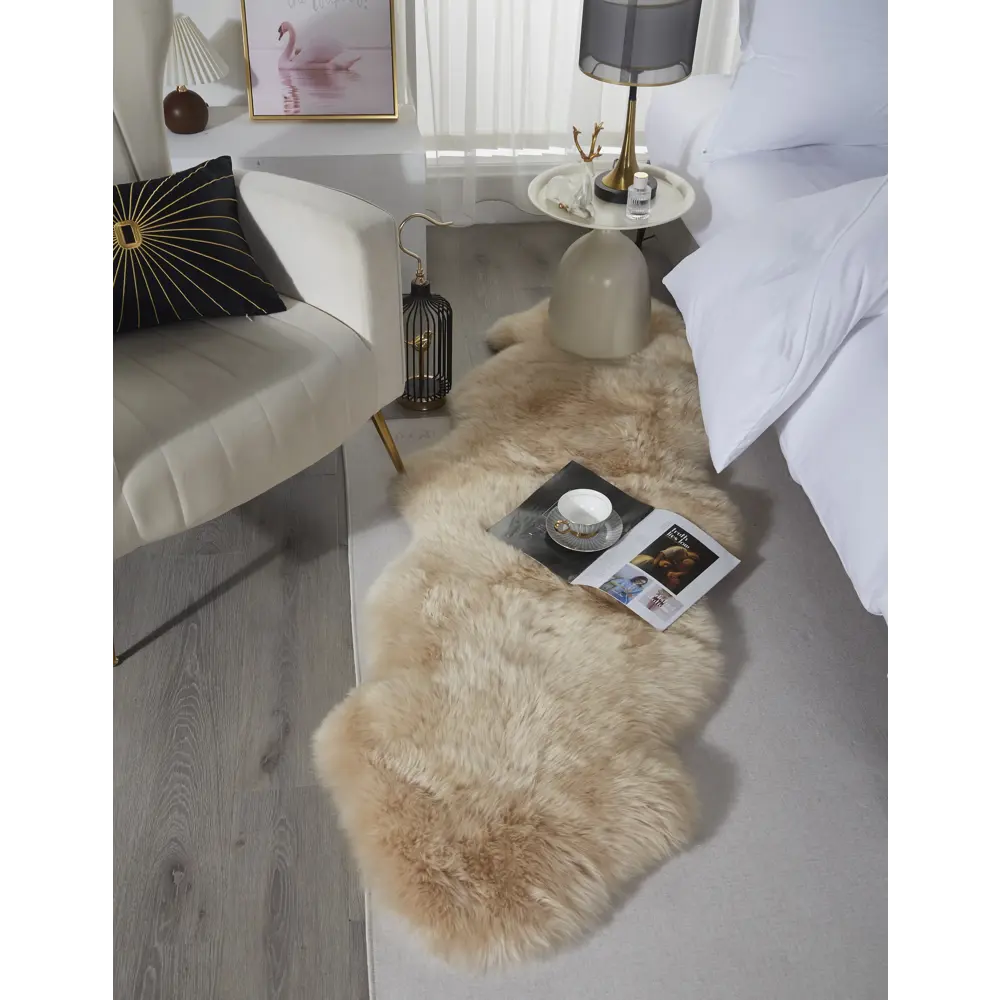 Шкура Овечья двойная 60x185 см шерсть цвет кремовый Santreyd STLM-2203138 - Вид №4