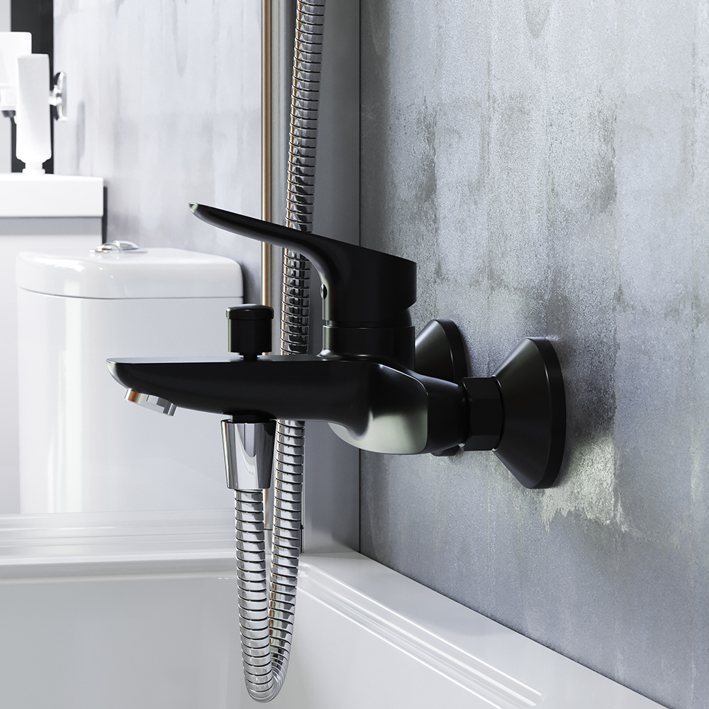 771000300 смеситель для ванны/душа черный Damixa Origin Bit  - Вид №1