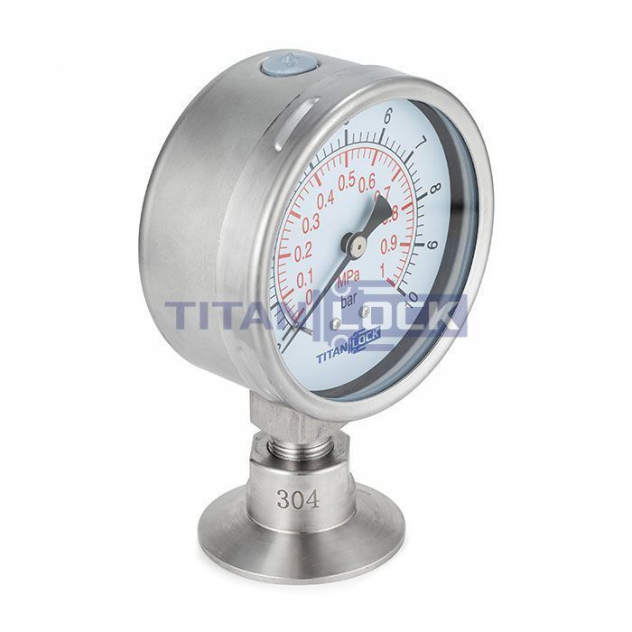 Манометр нержавеющий с мембранным разд.,10/0,2 Бар, Clamp DN50, корп. 100мм, TLSPG50/100CL TITAN LOCK  - Вид №1