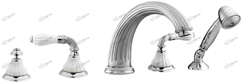 Bronces Mestre Комплект для ванны на 5 отверстий с ручным душем Artica with porcelain 233516.0000.50