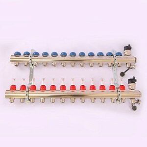 Коллектор 1'х3/4" ЕК 12 выходов EMMETI TOPWAY с расходомерами и вентилями