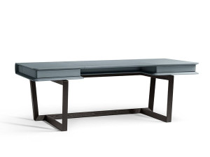 Прямоугольный стол с кожаной столешницей и ящиками