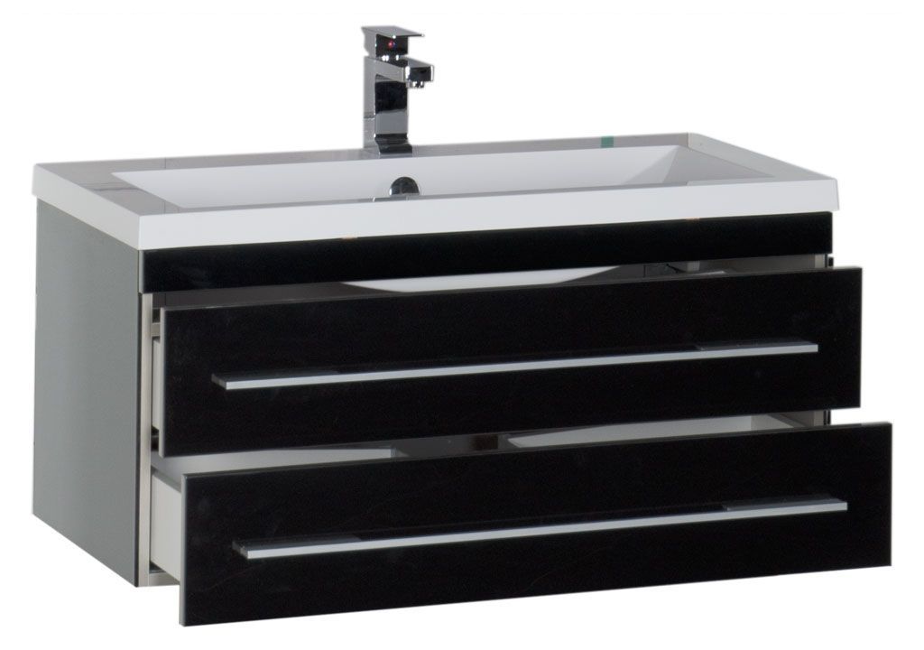 Тумба под раковину Aquanet Верона 90 черный (подвесная 2 ящика) sun-id-270486 - Вид №3