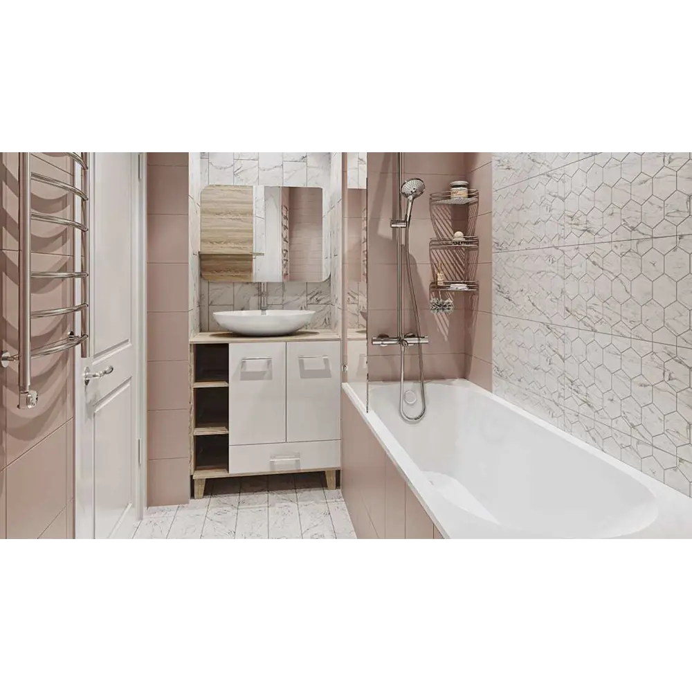 Плитка настенная Tone 35x25 см 1.4 м2 цвет розовый матовый BELANI STLM-2190067 - Вид №5