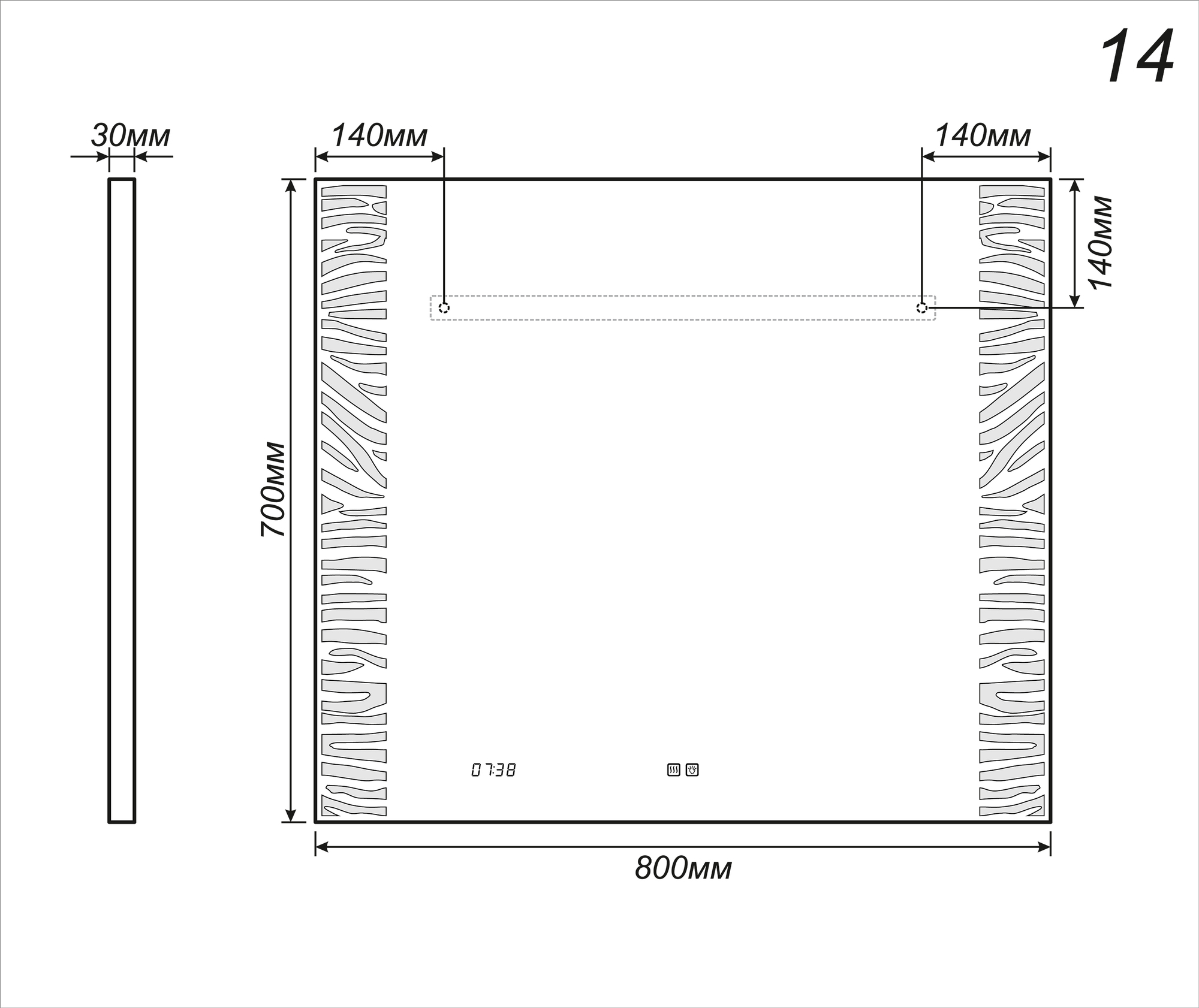Зеркало Sofia Classic 10001000⨉40⨉700 мм хром VIGO sun-id-665406 - Вид №3
