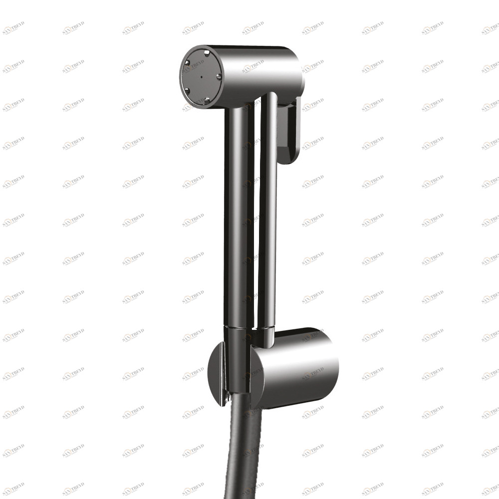 Graffio Круглая латунная кнопочная душевая кабина для биде, опора из АБС-пластика, СЕРЕБРЯНЫЙ гибкий шланг 120 см IP701 