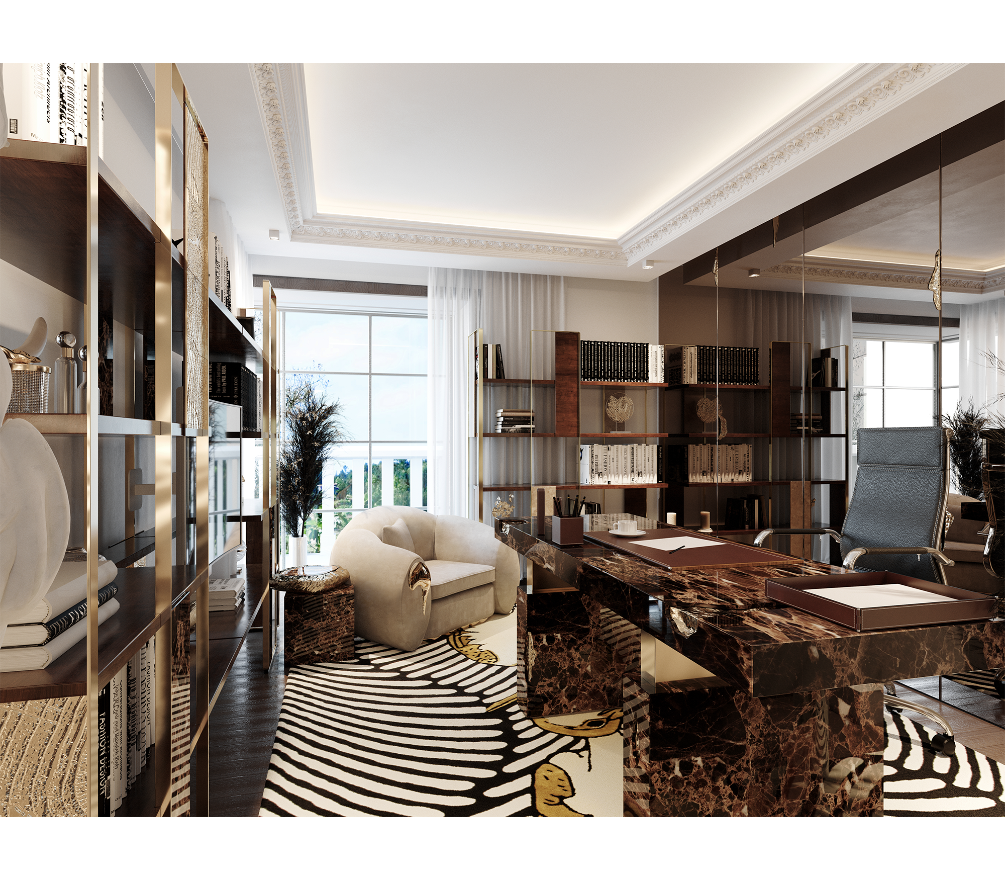 0-014 Рабочий стол Empire Nero Marquina Boca Do Lobo  - Вид №3