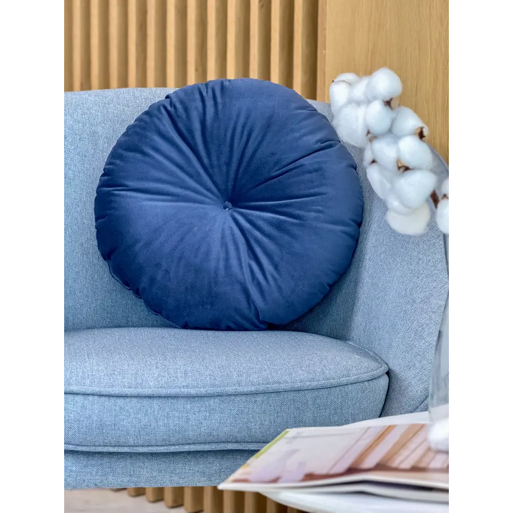 Подушка декоративная Linen Way d37 см бархат цвет синий STLM-2184169 - Вид №2