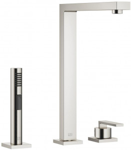 32800680-06_1_27722970-06_1 Смеситель на два отверстия с отдельными розетками с душевым гарнитуром для ополаскивания - платина матовая Dornbracht Lot