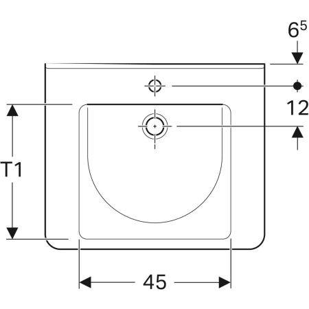 128666000 Раковина Geberit Renova Comfort Square, безбарьерная Geberit  - Вид №2