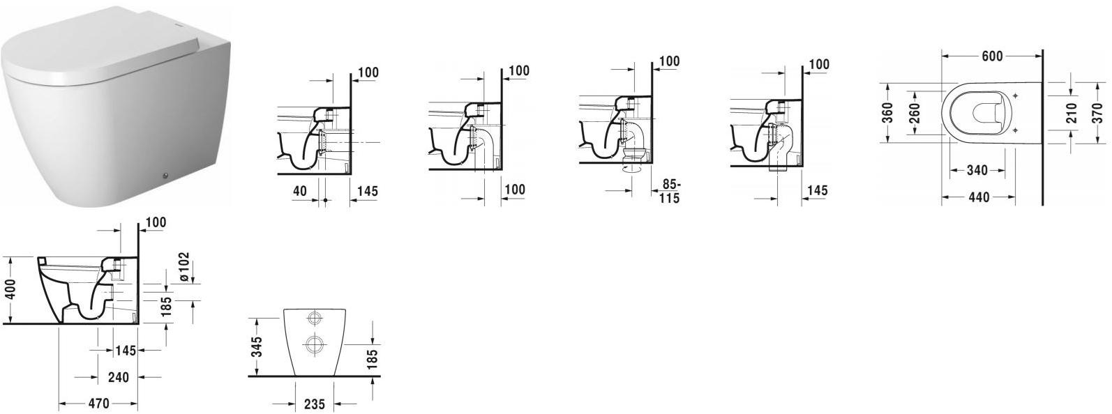 216909 Приставной унитаз напольный Белый Duravit Me Германия - Вид №3
