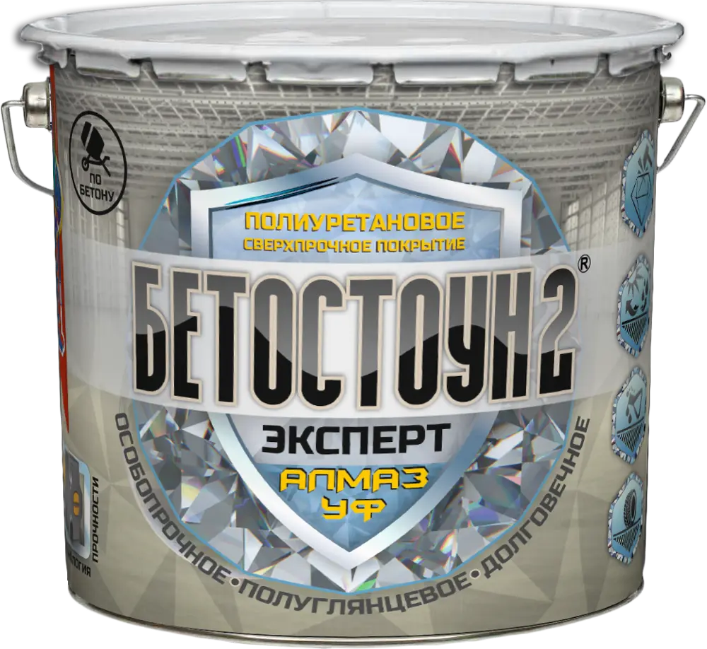 91583822 Эмаль для бетонных полов Красковия Бетостоун-2 Эксперт Алмаз УФ УФ-стойкая полуглянцевая цвет серый RAL 7040 3 л STLM-0856731