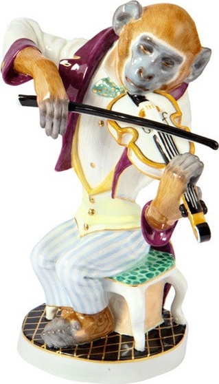 10589330 Meissen Фигурка 19см "Макака-скрипач"  (О.Пильц, 1912г) (лим.вып.7/25, 2013г) Фарфор 