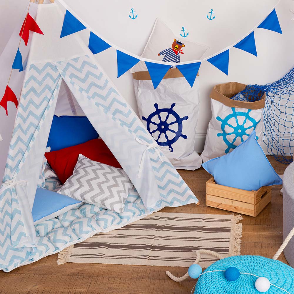 Вигвам для детей Blue Zigzag VAMVIGVAM BLUE ZIGZAG 281902 Белый;голубой Santreyd  - Вид №1