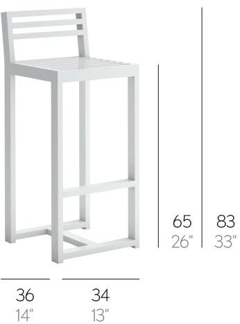 GANDIABLASCO Табурет высокий алюминиевый со спинкой Dna sun-id-1403446 - Вид №7