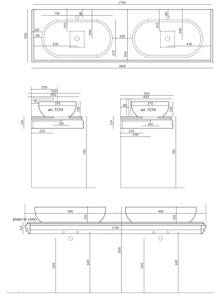 Двойная стеклянная столешница Galassia MIDAS ARCH-00071513 - Вид №3