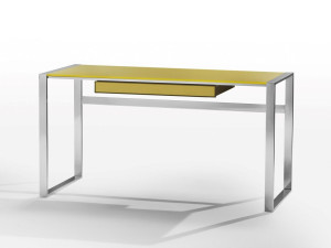Стальной и стеклянный стол с ящиками
