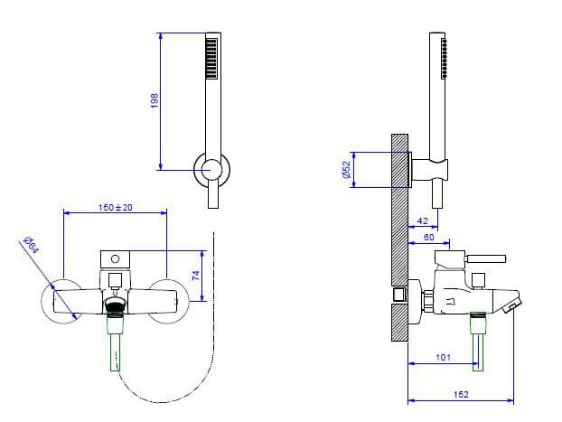 Смеситель для ванны из хромированной латуни Bugnatese Kobuk ARCH-00065124 - Вид №2