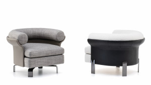 Тканевое вращающееся кресло с кожаной оболочкой