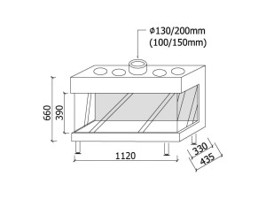 Газовый тройной фасадный камин