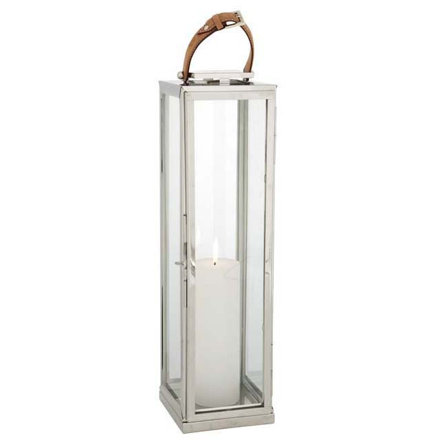 Подсвечник-фонарь серебристый с ручкой Georgian XL от Eichholtz EICHHOLTZ EICHHOLTZ 060284 Прозрачный;серебро  - Вид №1