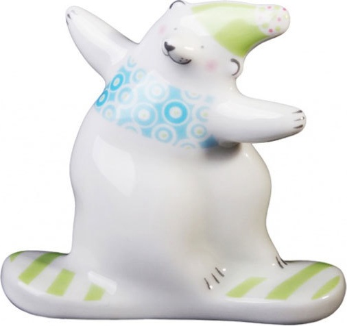 10559092 Императорский фарфоровый завод Скульптура "Медведь-сноубордист" Фарфор твердый 