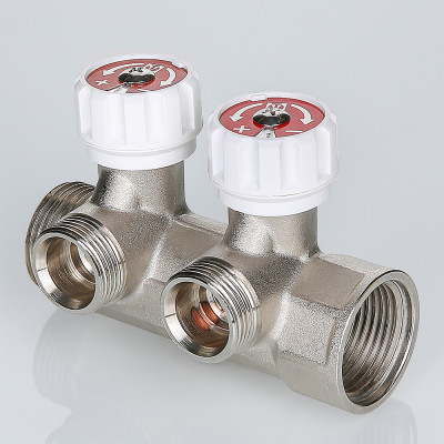 VTc.570.NE.0604 Коллектор с регулирующими вентилями и выходами стандарта «евроконус» Valtec 1", 4 x 3/4"  - Вид №1