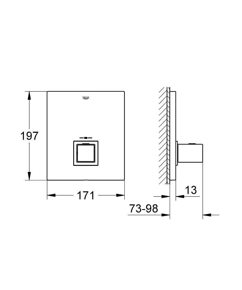 19961000 Внешняя часть центрального термостатического смесителя Grohe Grohtherm Cube хром - Вид №1