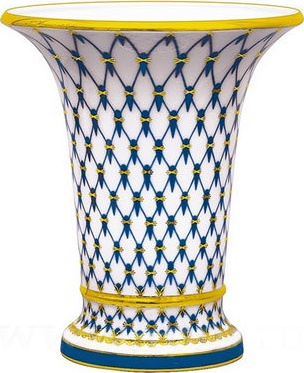 80412 Императорский фарфоровый завод Ваза "Кобальтовая сетка" "Ампирная" Фарфор твердый 