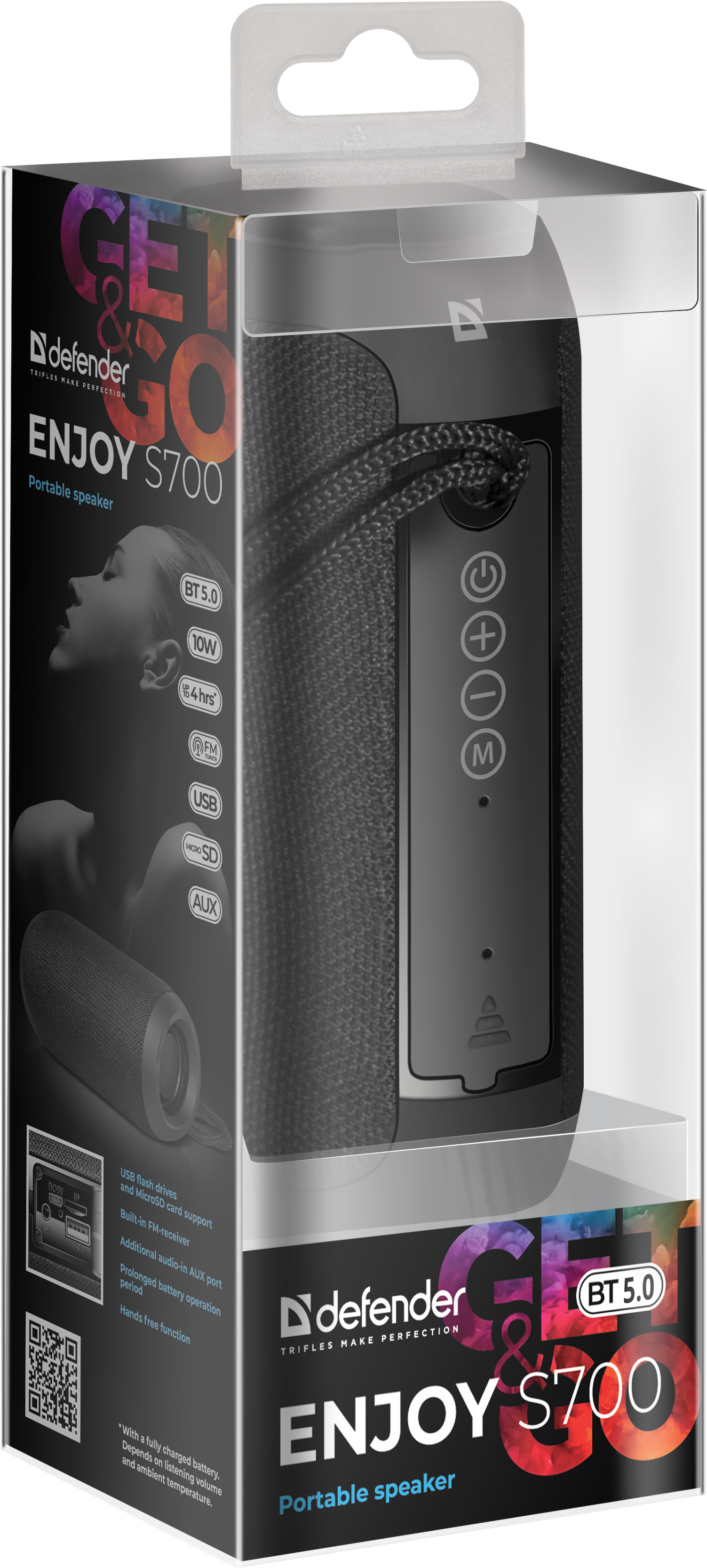 65701 портативная акустика enjoy s700 черный, 10вт, bt/fm/tf/usb/aux Defender Santreyd  - Вид №3