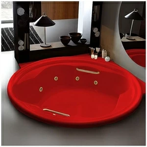 Ванна Gruppo treesse Ninfa V6597-KZ красная с гидромассажем круглая большая с золотой фурнитурой