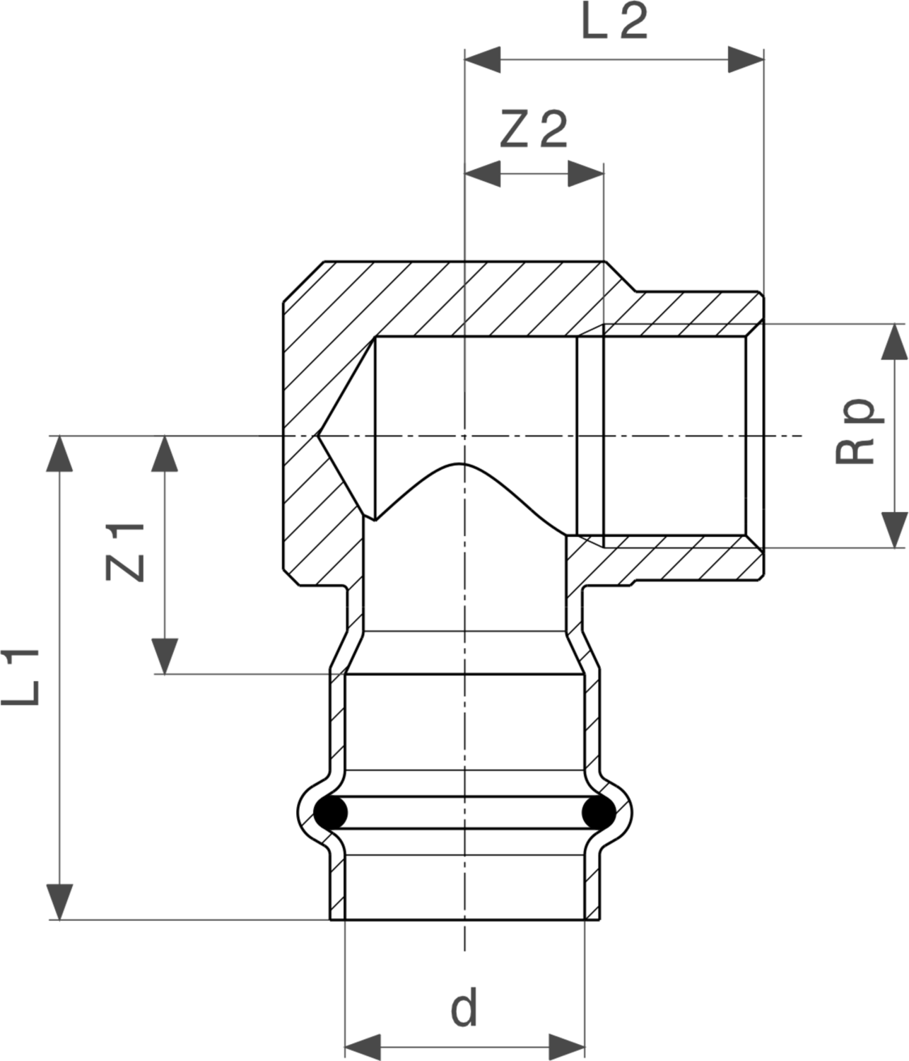 601 263 Модель 1114.2 Трубопроводные системы  Prestabo  Переходники/​переходные угольники Santreyd  - Вид №3