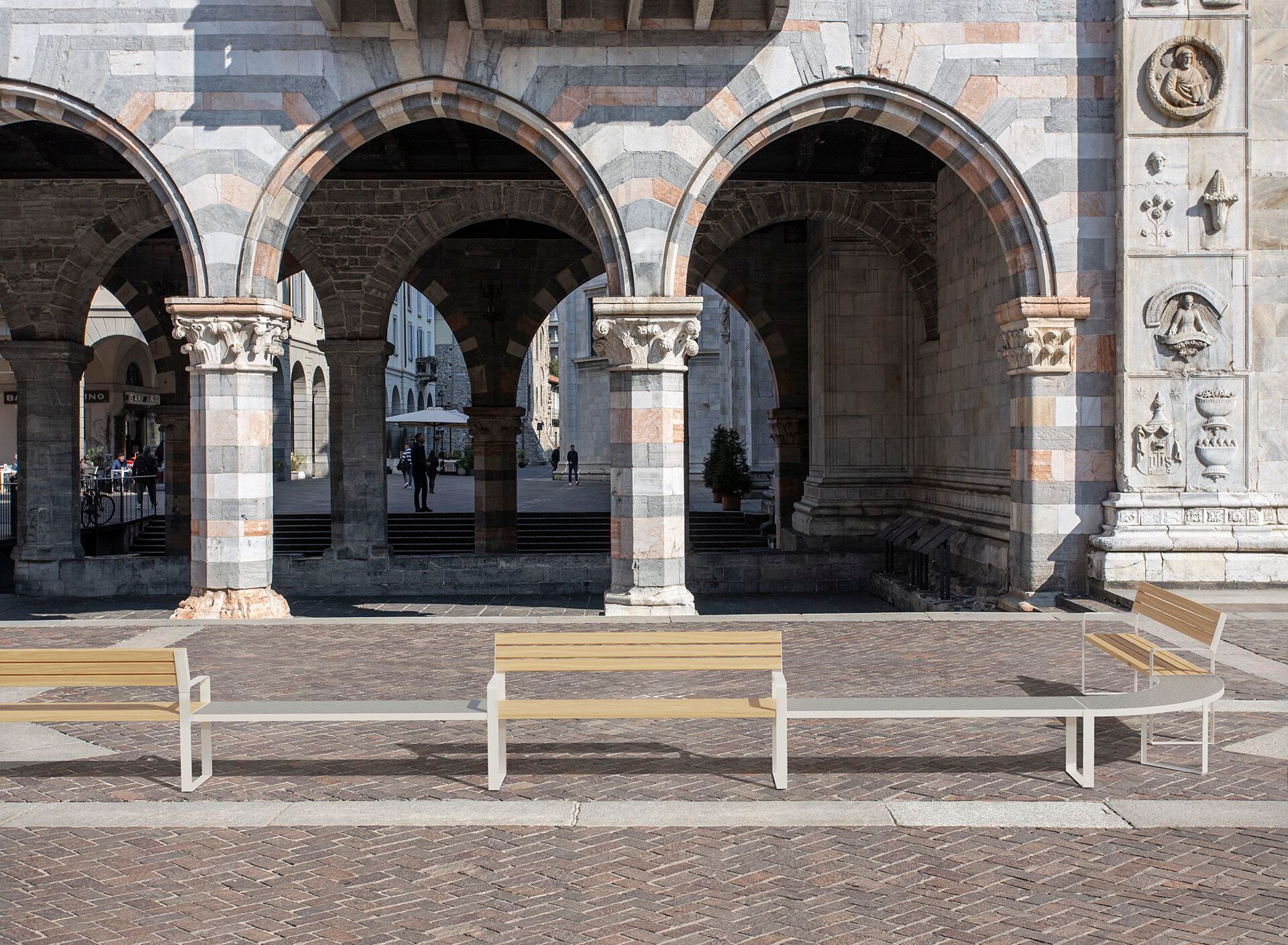 Алюминиевая модульная изогнутая скамья Urbantime Вечнозеленый.040 ARCH-00102999 - Вид №2