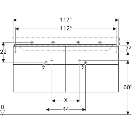 500.518.00.1 Шкафчик для раковины Geberit Xeno², шириной от 120 см, с четырьмя выдвижными ящиками Geberit  - Вид №8