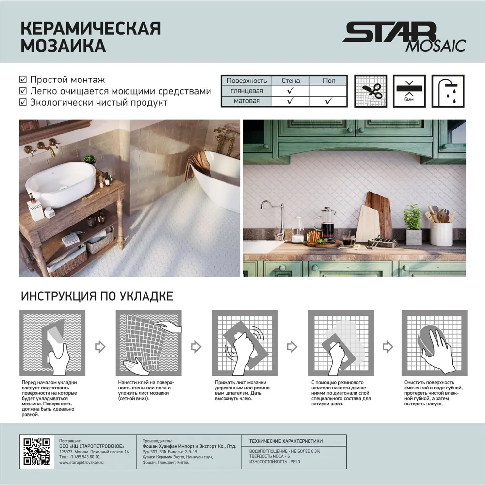 Мозаика керамическая Smart Mosaic Homework Black Matt 30.6x30.6 см цвет черный 82909310 STLM-2087121 - Вид №7