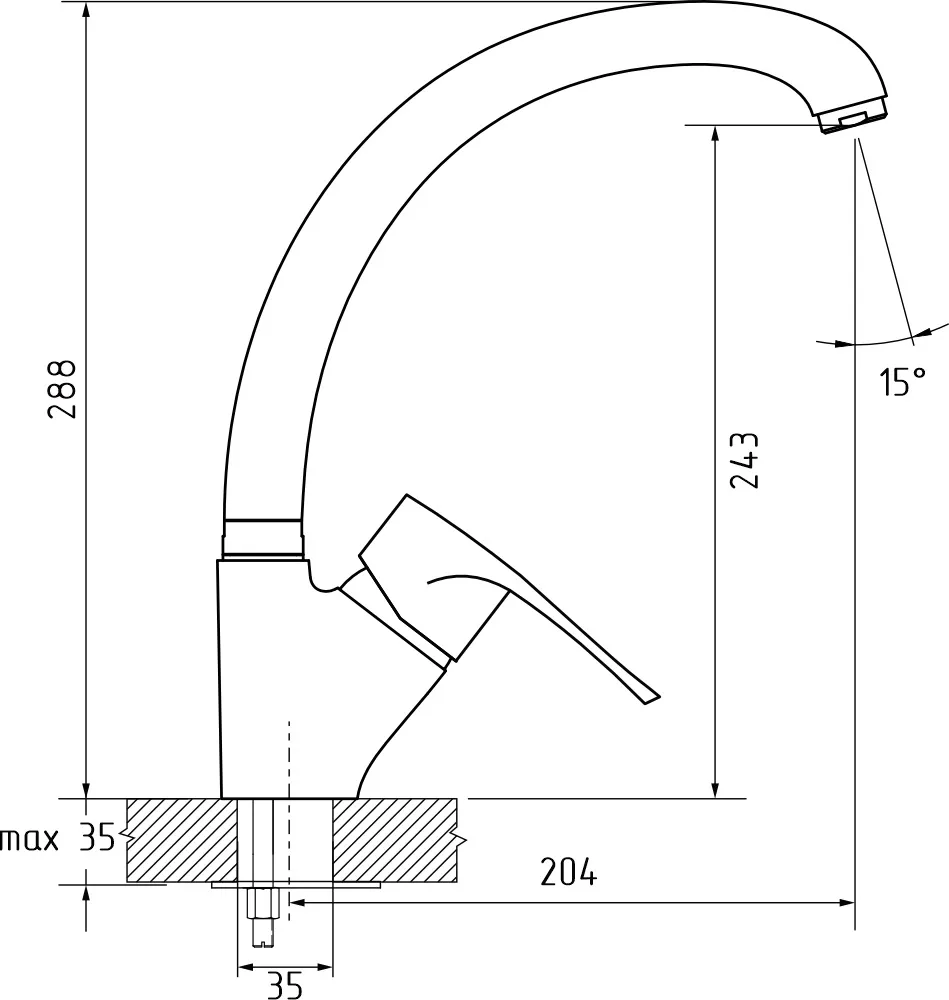 Кухонный смеситель 1024 хром GranFest  - Вид №1