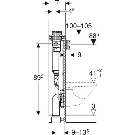 GEBERIT 461.151.00.1 Инсталляция Geberit GIS для подвесного унитаза, 100 см, со смывным бачком скрытого монтажа Omega 12 см  - Вид №3