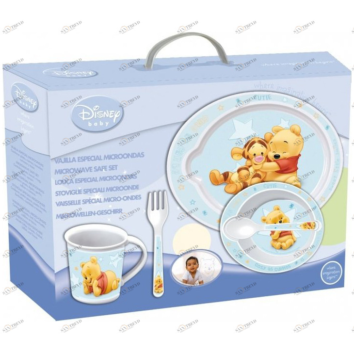 Набор детской посуды для СВЧ "Винни Пух" голубой (тарелка, миска, кружка, приборы) ND PLAY ВИННИ ПУХ 335853 Голубой Santreyd 