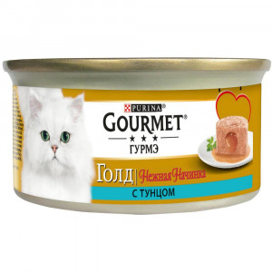 ПР0044404 Корм для кошек Голд Нежная начинка с тунцом, банка 85 г Gourmet