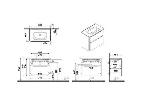 Подвесной шкаф для умывальника со встроенной раковиной VitrA Bathrooms Integra Round ARCH-00130433 - Вид №10