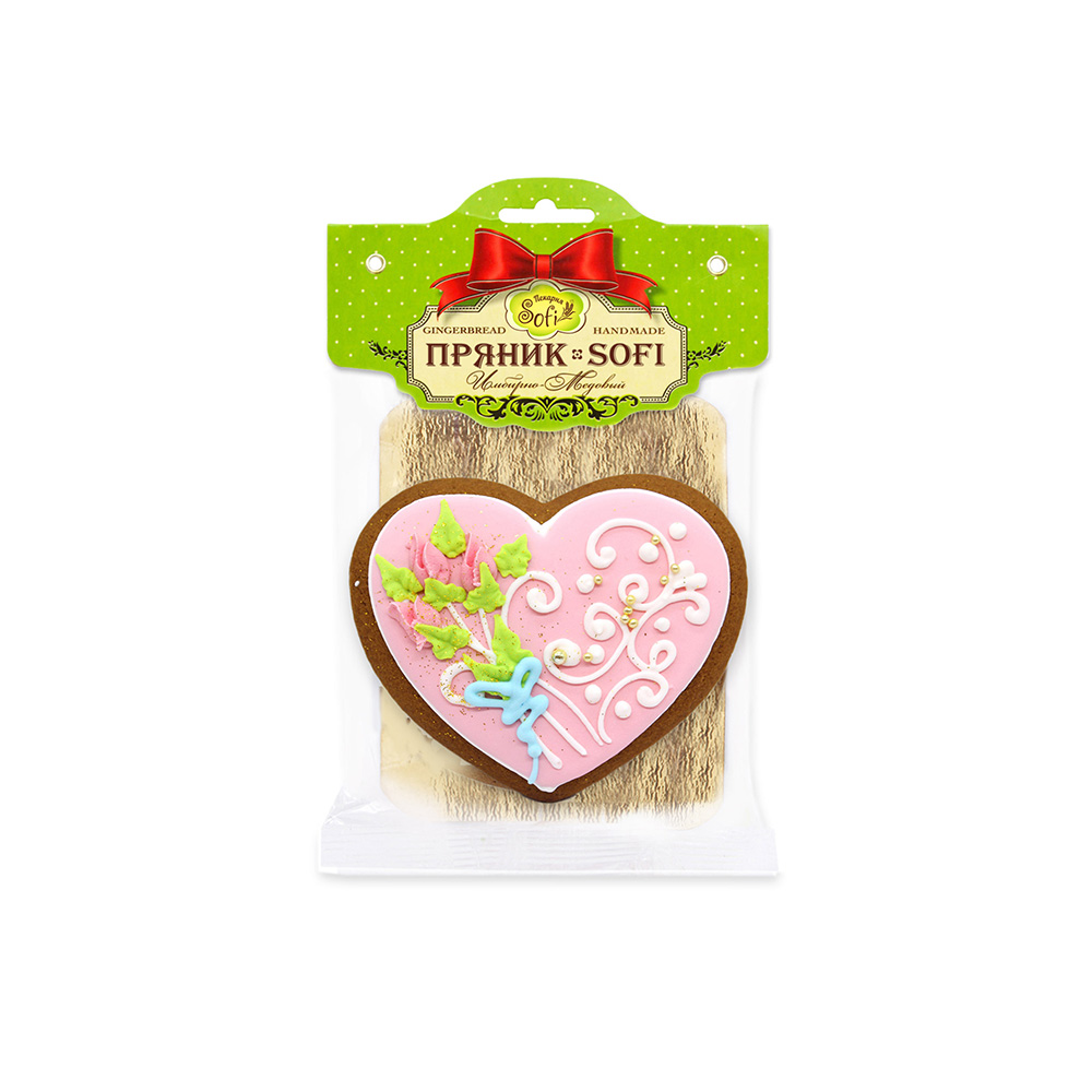 430 Пряник № 9 100 г Сердце с пожеланиями Пекарня Sofi 