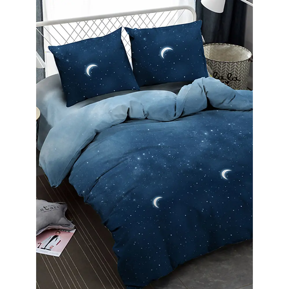 Комплект постельного белья Amore Mio Миднигт евро полисатин синий STLM-2176828