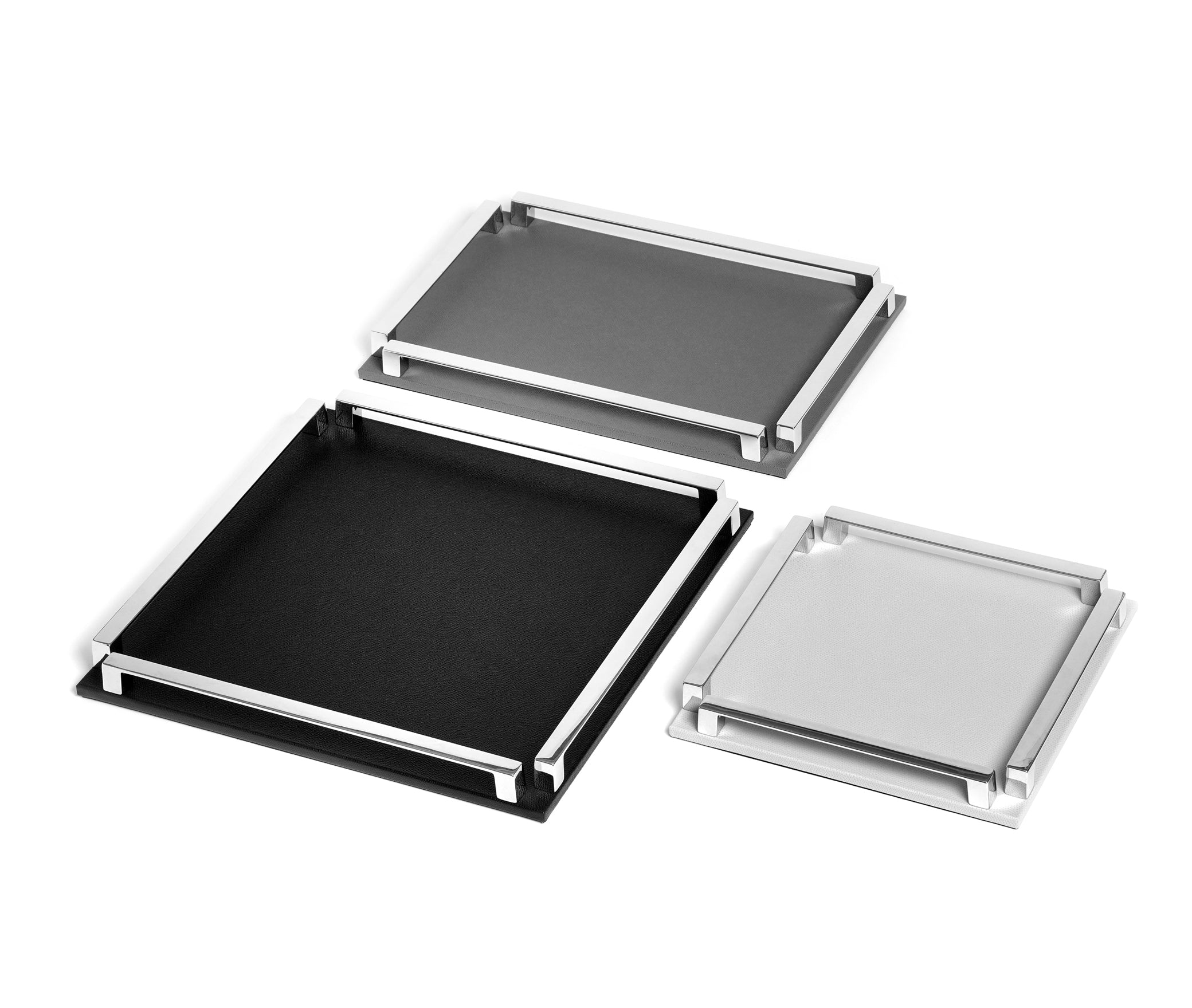 Пол Трей - 37X37 см / металл-хром/тканая кожа_темно-серый Pinetti 00.1425.061.055 - Вид №4