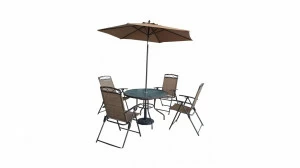 Мебель для дачи коричневая с зонтом на 4 персоны Garden1 IMPEX  040350 Коричневый
