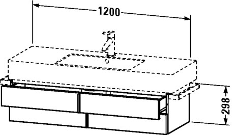 VE621508989 Тумбочка подвесная Vero #VE6215 1200 x 446 мм Фланелево-серый глянцевый лак Duravit - Вид №1
