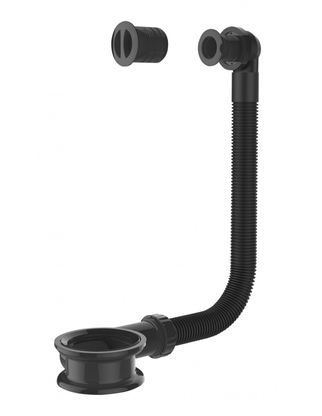 598300 005 00  Универсальный перелив для умывальника, планка Д. 24 мм и Д. 30 мм, ломкая длина, черный Valentin Хром 