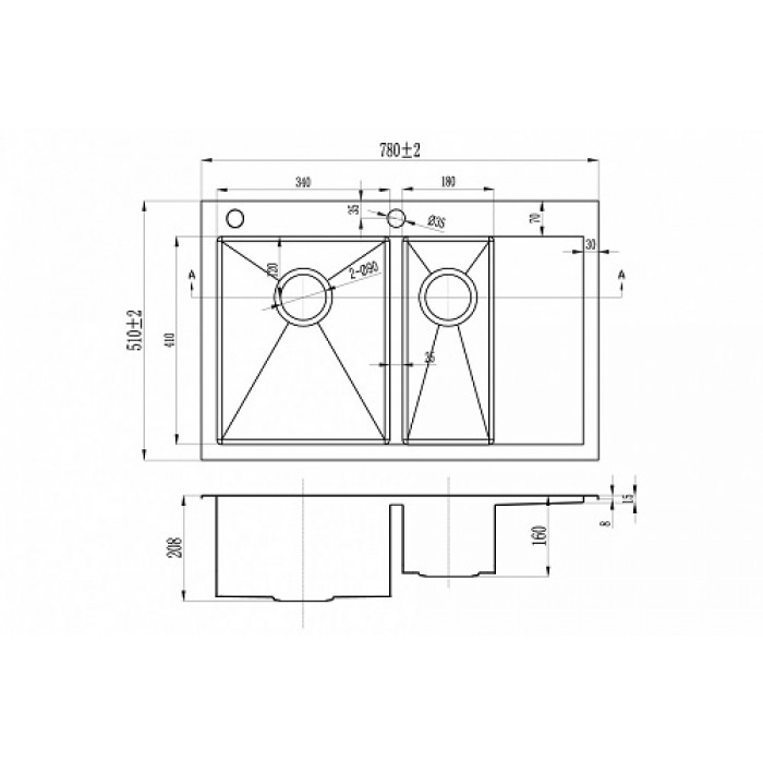 Zorg X-5178-2-R Мойка кухонная прямоугольная Zorg  - Вид №2