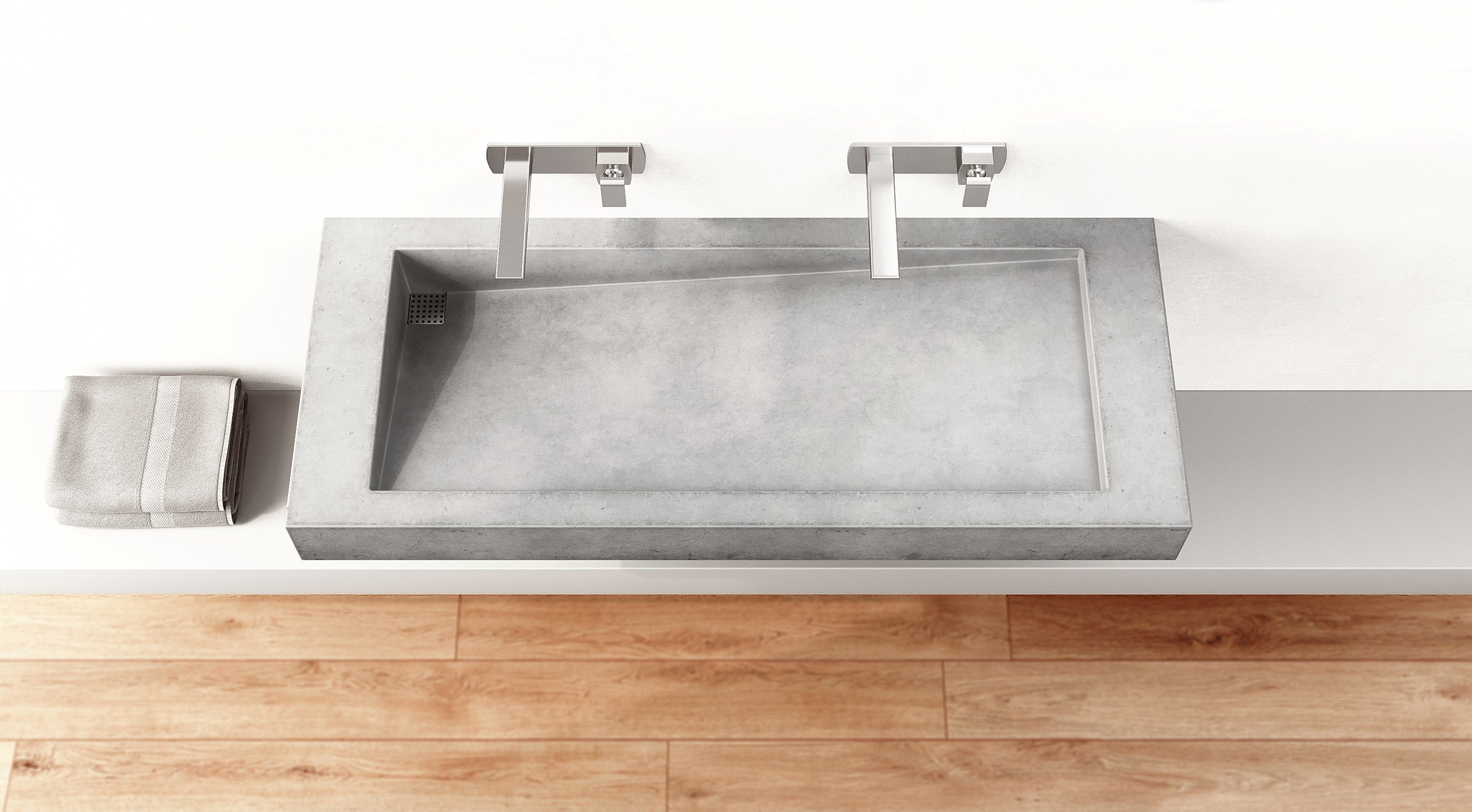 Прямоугольная бетонная подвесная раковина Gravelli SLANT 03 DOUBLE ARCH-00142547 - Вид №1