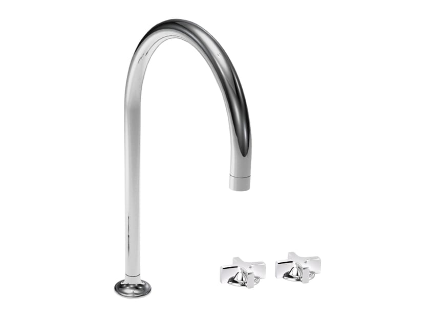 Смеситель для кухни с 3 отверстиями из хромированной латуни с поворотным изливом rvb TIMES ARCH-00031462